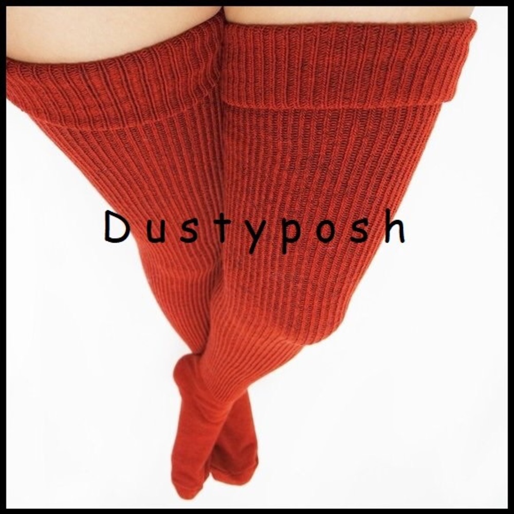 Plus Size Thick Thigh High Socks Over Knee Long Boot Red Rib Cable Bedroom Fun - Picture 3 of 15